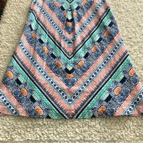 TOMMY Bahama Linen Rayon Sleeveless Bohemian Aztec Floral Dress Size Small - Picture 2 of 9